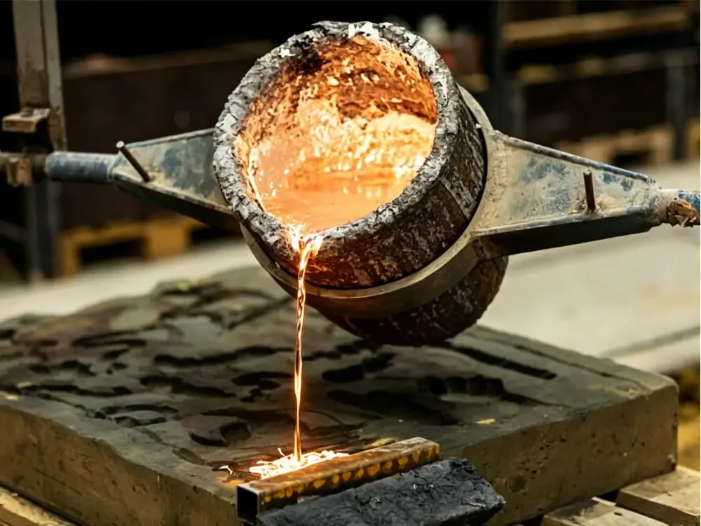 melting and pouring molten aluminum